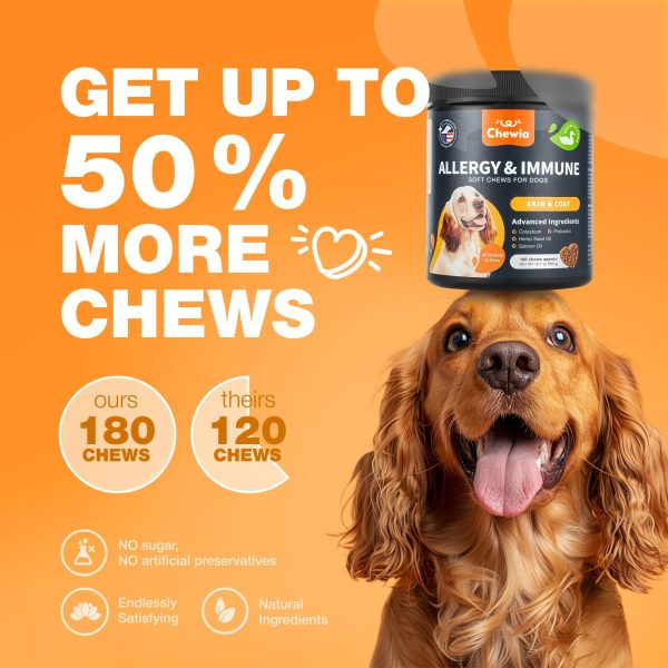 Dog Allergy Relief Chews   Itch Relief for Dogs   Anti Itch   Dog Allergy Chews   US Formulated Dog Itching Skin Relief with Salmon Oil   Immune Health Seasonal Allergies & Hot Spots Support Treats - Image 6