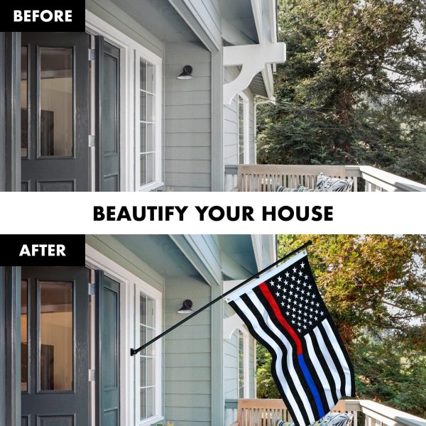 G128 Flag Pole 5 FT Black Tangle Free & Thin Blue & Red Flag 2.5x4 FT Combo Embroidered Spun Polyester - Image 3