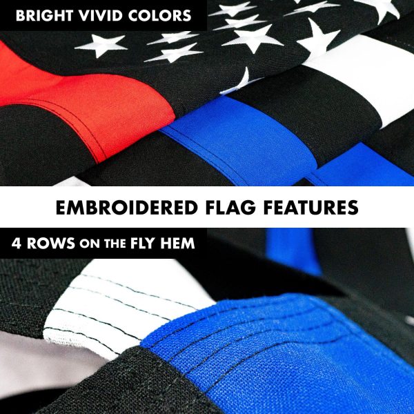 G128 Flag Pole 5 FT Black Tangle Free & Thin Blue & Red Flag 2.5x4 FT Combo Embroidered Spun Polyester - Image 5