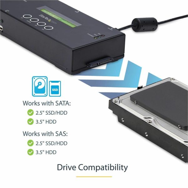 StarTech.com 1:1 Standalone Hard Drive Duplicator and Eraser, SAS/SATA HDD/SSD Cloner/Copier and Disk Eraser/Sanitizer/Wiper, Toolless - Image 3