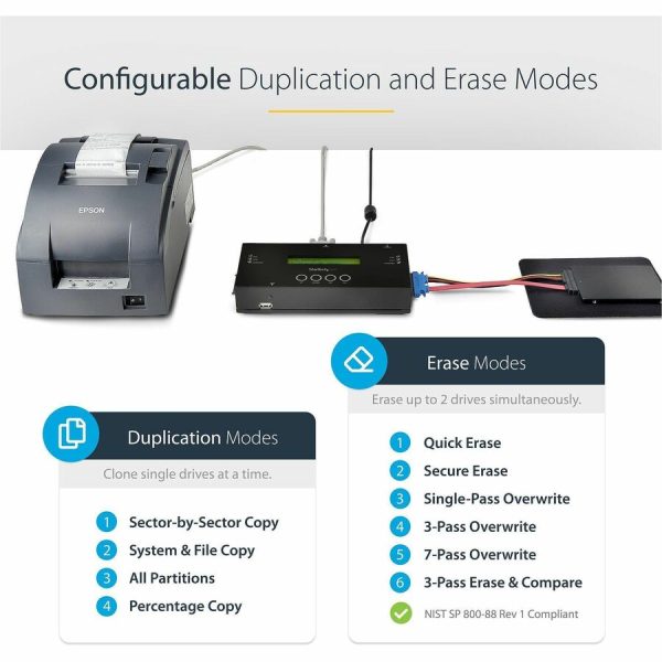 StarTech.com 1:1 Standalone Hard Drive Duplicator and Eraser, SAS/SATA HDD/SSD Cloner/Copier and Disk Eraser/Sanitizer/Wiper, Toolless - Image 5