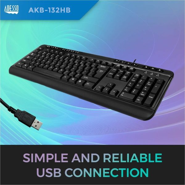 Adesso Multimedia Desktop Keyboard with 3-Port USB Hub - Image 8