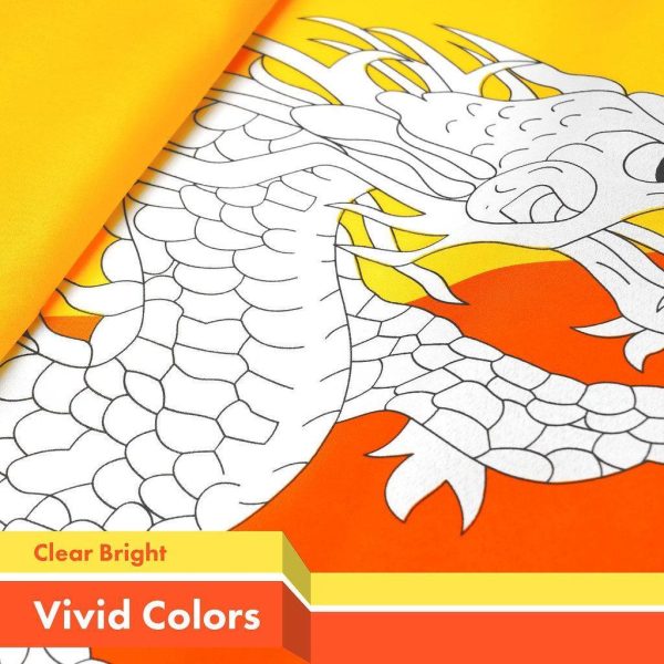 G128 2 Pack: Bhutan Bhutanese Flag | 3x5 Ft | LiteWeave Pro Series Printed 150D Polyester | Country Flag, Indoor/Outdoor, Vibrant Colors, Brass Grommets, Thicker and More Durable Than 100D 75D Poly - Image 3