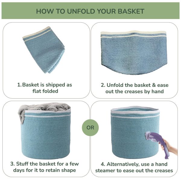 Recycled Cotton Rope Storage Basket   21.7 x 21.7 x 13.8 Inches Extra Large Basket for Cushions Blanket Pillows Toys   Stylish and Eco Friendly Living Room Rope Basket   Gray - Image 6