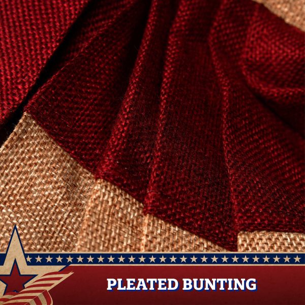 G128 - 10 Pack: USA Tea Stained Pleated Fan Flag 2x4FT Burlap Embroidered Polyester Stars and Stripes - Image 6