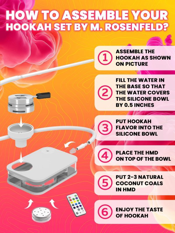M. ROSENFELD Portable White Hookah Set With Everything And Bag   Premium White Small Hookah Set For Travel Flat Hookah Box Hookah Set With Charcoal Holder   Travel Hookah Set With Everything - Image 8