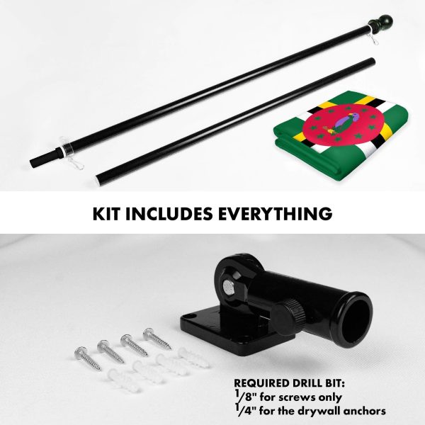 G128 Combo Pack: 6 Ft Tangle Free Aluminum Spinning Flagpole (Black) & Dominica Dominican Flag 3x5 Ft, LiteWeave Pro Series Printed 150D Polyester | Pole with Flag Included - Image 2