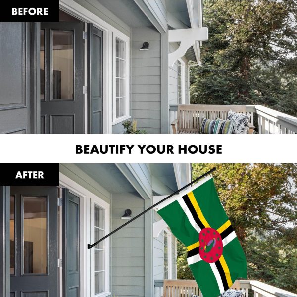 G128 Combo Pack: 6 Ft Tangle Free Aluminum Spinning Flagpole (Black) & Dominica Dominican Flag 3x5 Ft, LiteWeave Pro Series Printed 150D Polyester | Pole with Flag Included - Image 3