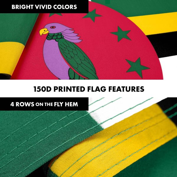 G128 Combo Pack: 6 Ft Tangle Free Aluminum Spinning Flagpole (Black) & Dominica Dominican Flag 3x5 Ft, LiteWeave Pro Series Printed 150D Polyester | Pole with Flag Included - Image 5