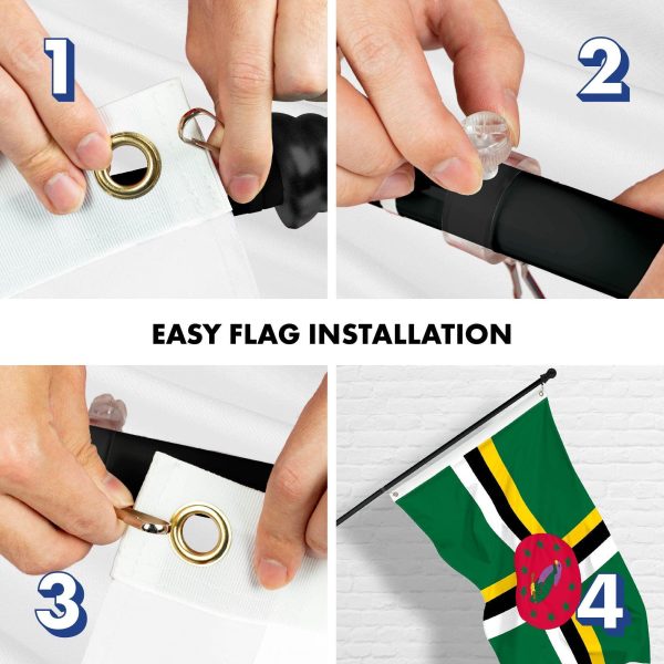G128 Combo Pack: 6 Ft Tangle Free Aluminum Spinning Flagpole (Black) & Dominica Dominican Flag 3x5 Ft, LiteWeave Pro Series Printed 150D Polyester | Pole with Flag Included - Image 7