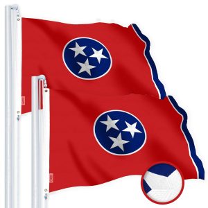 G128 2 Pack: Tennessee TN State Flag | 4x6 Ft | StormFlyer Series Embroidered 220GSM Spun Polyester | Embroidered Design, Indoor/Outdoor, Brass Grommets, Heavy Duty, All Weather