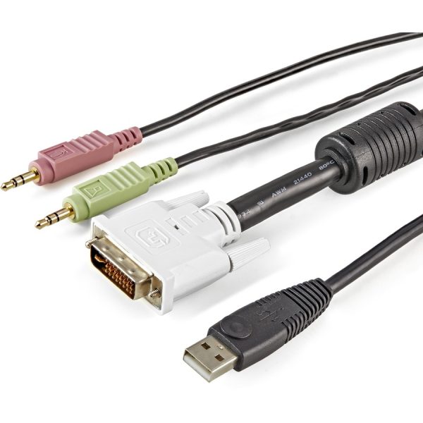 StarTech.com 4-in-1 USB DVI KVM Cable - Keyboard / video / mouse / audio extender - 4 pin USB Type A, mini-phone stereo 3.5 mm , DVI-I - mini-phone stereo 3.5 mm , 4 pin USB Type B, DVI-I - 3 m - Image 3