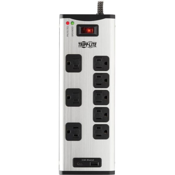 Eaton Tripp Lite Series 8-Outlet Surge Protector with 1 USB-A and 1 USB-C (3.9A Shared) - 8 ft. Cord, 2100 Joules, Metal Housing - Image 3