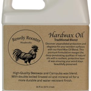 Rowdy Rooster's Traditional HardWax Oil for a Beautiful Finish on Furniture Tables and More. Easy to Apply Satin Finish 16 Fl Oz