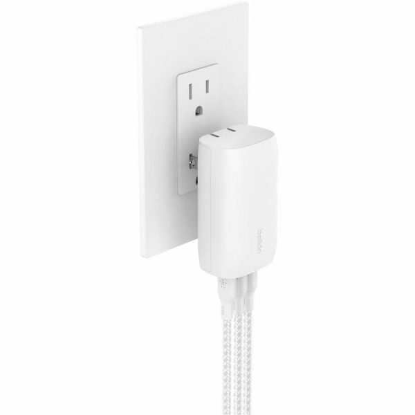 Belkin 67W Portable 3-Port USB-C Wall Charger - 3xUSB-C (67W Total) - Fast Charging - Power Adapter - White - Image 5