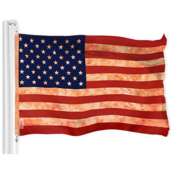 G128 Combo Pack: American USA Tea-Stained Flag 3x5 Ft & Texas Tea-Stained Flag 3x5 Ft | Both LiteWeave Pro Series Printed 300D Polyester, Brass Grommets - Image 6