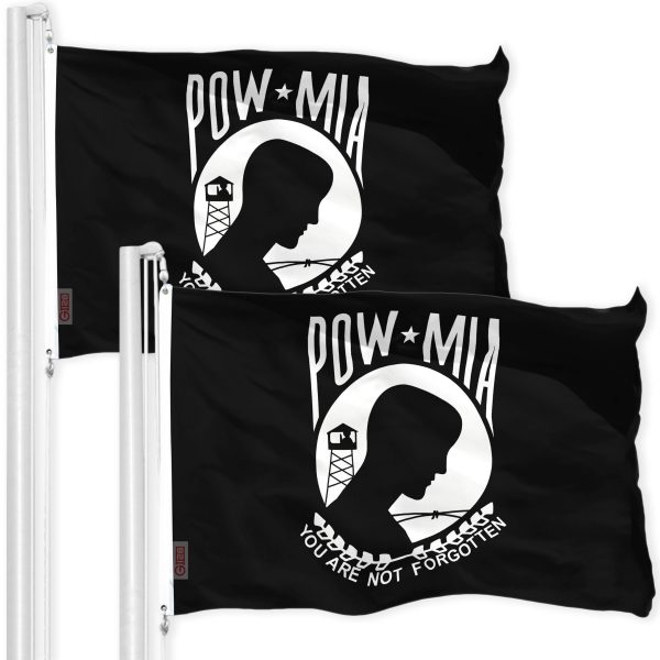 POW MIA Black Flag 3x5 Ft 2-Pack 150D Printed Polyester By G128