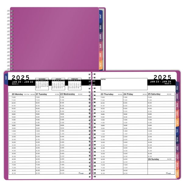 2025 Appointment Book & Planner   6.5 x 8.5 inches Large Tabbed Daily Hourly Weekly Planner Calendar & Schedule Book 30 Minute time Slots Business & Personal Planner Jan 2025  Dec 2025  Magenta