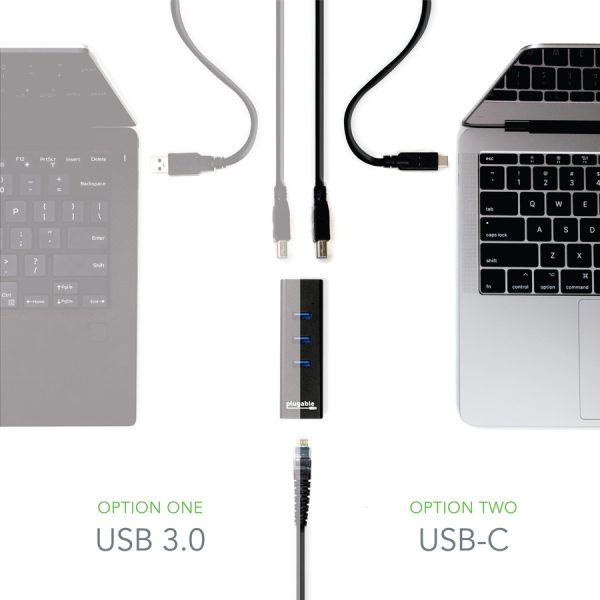 Plugable USB Hub with Ethernet, 3 port USB 3.0 Bus Powered Hub with Gigabit Ethernet - Image 5