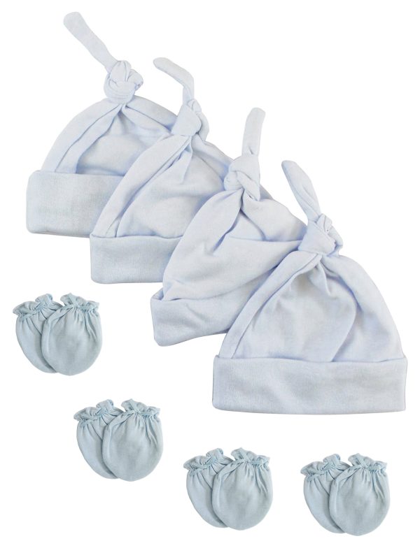 Boys Knotted Caps And Mittens - 8 Piece Set Nc_0939