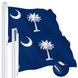 G128 2 Pack: South Carolina SC State Flag | 1x1.5 Ft | StormFlyer Series Embroidered 220GSM Spun Polyester | Embroidered Design, Indoor/Outdoor, Brass Grommets, Heavy Duty, All Weather