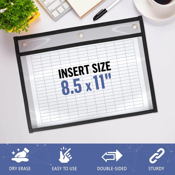 30 Pack Horizontal Job Ticket Holders 8.5x11   Landscape Shop Ticket Holders 8 1 2 x 11   Work Order Plastic Sleeves for Documents   Dry Erase Pocket Sleeves   Dry Erase Sleeves Clear Pocket Sleeves - Image 2