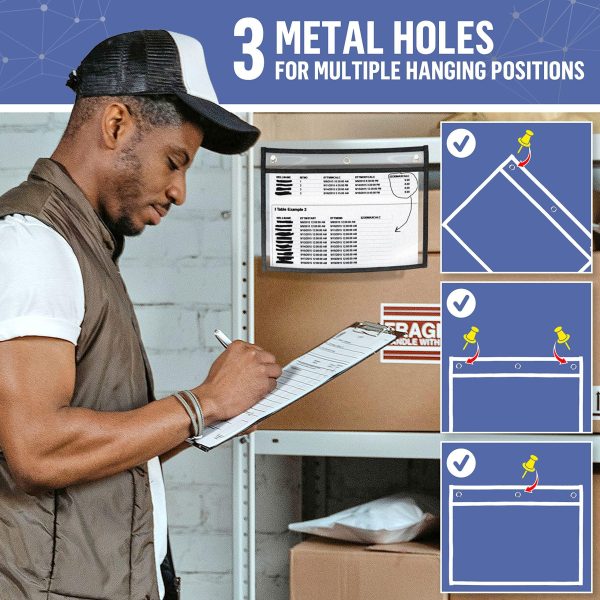 30 Pack Horizontal Job Ticket Holders 8.5x11   Landscape Shop Ticket Holders 8 1 2 x 11   Work Order Plastic Sleeves for Documents   Dry Erase Pocket Sleeves   Dry Erase Sleeves Clear Pocket Sleeves - Image 4