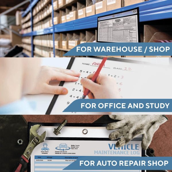 30 Pack Horizontal Job Ticket Holders 8.5x11   Landscape Shop Ticket Holders 8 1 2 x 11   Work Order Plastic Sleeves for Documents   Dry Erase Pocket Sleeves   Dry Erase Sleeves Clear Pocket Sleeves - Image 7