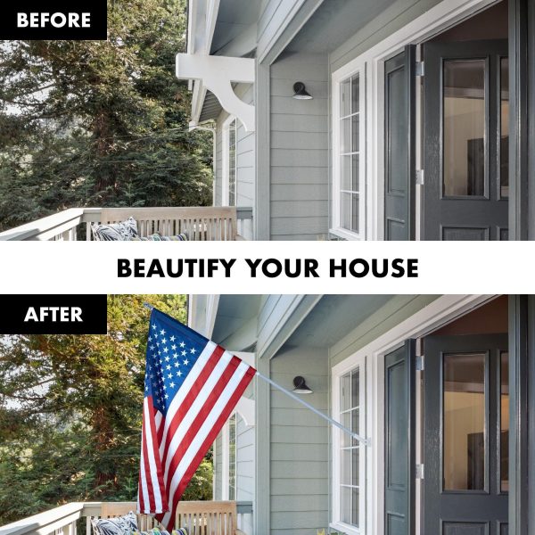 G128 - 6 Feet Tangle Free Spinning Flagpole (Silver) American Flag Pole Sleeve Embroidered 3x5 ft American Flag Pole Sleeve (Flag Included) Aluminum Flag Pole - Image 3