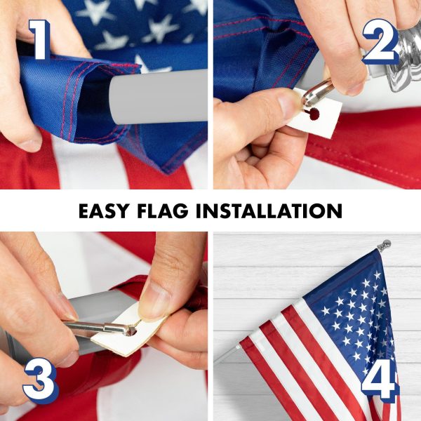 G128 - 6 Feet Tangle Free Spinning Flagpole (Silver) American Flag Pole Sleeve Embroidered 3x5 ft American Flag Pole Sleeve (Flag Included) Aluminum Flag Pole - Image 7