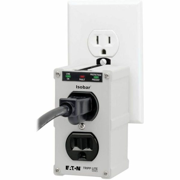 Eaton Tripp Lite Series Isobar 2-Outlet Surge Protector, Direct Plug-In, 1410 Joules, Diagnostic LEDs, Metal Housing - Image 4