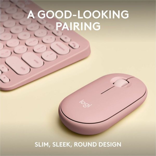 Logitech Pebble 2 Combo, Wireless Keyboard and Mouse, Quiet and Portable, Customizable, Logi Bolt, Tonal Rose - Image 2