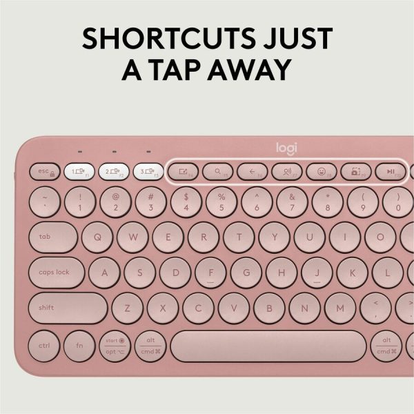 Logitech Pebble 2 Combo, Wireless Keyboard and Mouse, Quiet and Portable, Customizable, Logi Bolt, Tonal Rose - Image 5