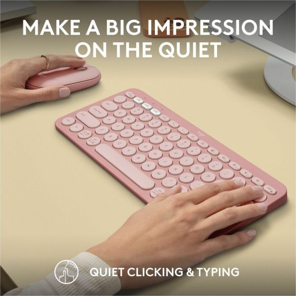 Logitech Pebble 2 Combo, Wireless Keyboard and Mouse, Quiet and Portable, Customizable, Logi Bolt, Tonal Rose - Image 8