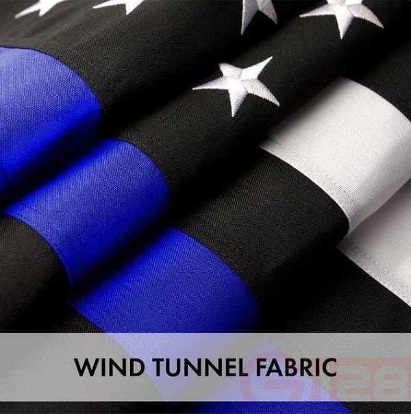 G128 Combo Pack: USA American Flag & Thin Blue Line Flag 2.5x4 Ft Embroidered Spun Polyester, Indoor/Outdoor, Brass Grommets, Police Flag - Image 5
