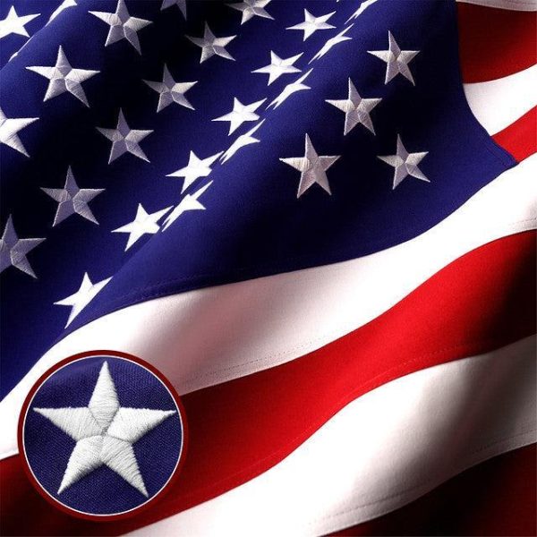 G128 Combo Pack: USA American Flag & Thin Blue Line Flag 2.5x4 Ft Embroidered Spun Polyester, Indoor/Outdoor, Brass Grommets, Police Flag - Image 6