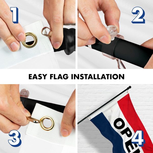 G128 Combo Pack: 5 Ft Tangle Free Aluminum Spinning Flagpole (Black) & Open Flag 2x3 Ft, LiteWeave Pro Series Printed 150D Polyester | Pole with Flag Included - Image 7
