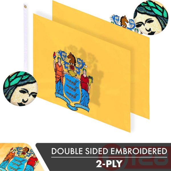 New Jersey NJ State Flag 3x5 Ft 3-Pack Double-sided Embroidered Polyester By G128 - Image 2