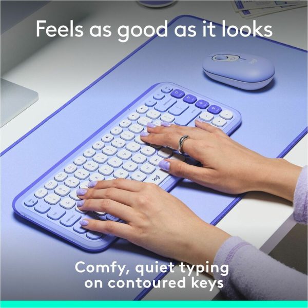 Logitech POP ICON KEYS Wireless Bluetooth Keyboard, Comfortable Typing, Programmable Keys, Easy-Switch Between up to 3 Devices (Lilac & Off-white) - Image 3