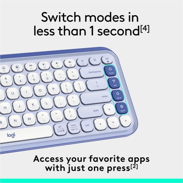 Logitech POP ICON KEYS Wireless Bluetooth Keyboard, Comfortable Typing, Programmable Keys, Easy-Switch Between up to 3 Devices (Lilac & Off-white) - Image 5