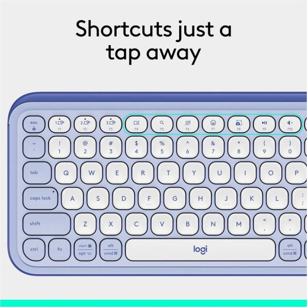Logitech POP ICON KEYS Wireless Bluetooth Keyboard, Comfortable Typing, Programmable Keys, Easy-Switch Between up to 3 Devices (Lilac & Off-white) - Image 9