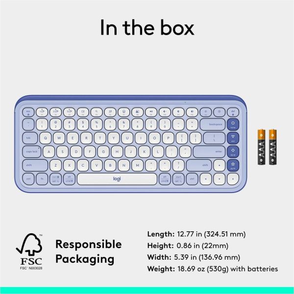 Logitech POP ICON KEYS Wireless Bluetooth Keyboard, Comfortable Typing, Programmable Keys, Easy-Switch Between up to 3 Devices (Lilac & Off-white) - Image 10