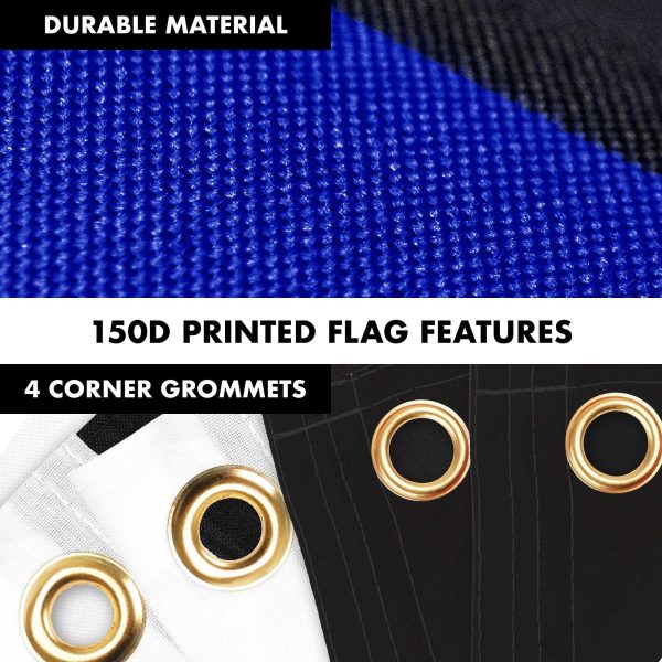 G128 Combo Pack: 6 Ft Tangle Free Aluminum Spinning Flagpole (Silver) & Thin Blue Line Flag 3x5 Ft, LiteWeave Pro Series Printed 150D Polyester, 4 Corner Brass Grommets | Pole with Flag Included - Image 4