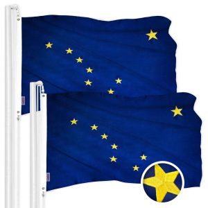 G128 2 Pack: Alaska AK State Flag | 4x6 Ft | ToughWeave Series Embroidered 300D Polyester | Embroidered Design, Indoor/Outdoor, Brass Grommets