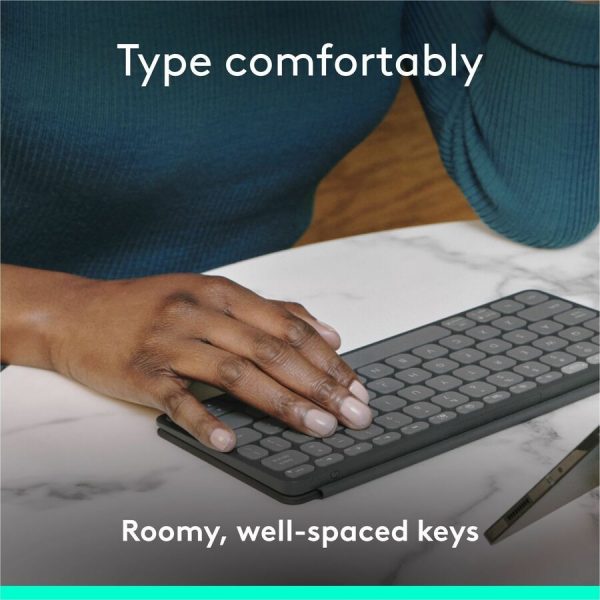 Logitech Keys-To-Go 2 Portable Bluetooth Keyboard for Tablet With Built-in Cover, Slim and Compact Wireless Keyboard for Windows, Android, Linux, iPad, iPhone, Mac, Apple TV (Graphite) - Image 4