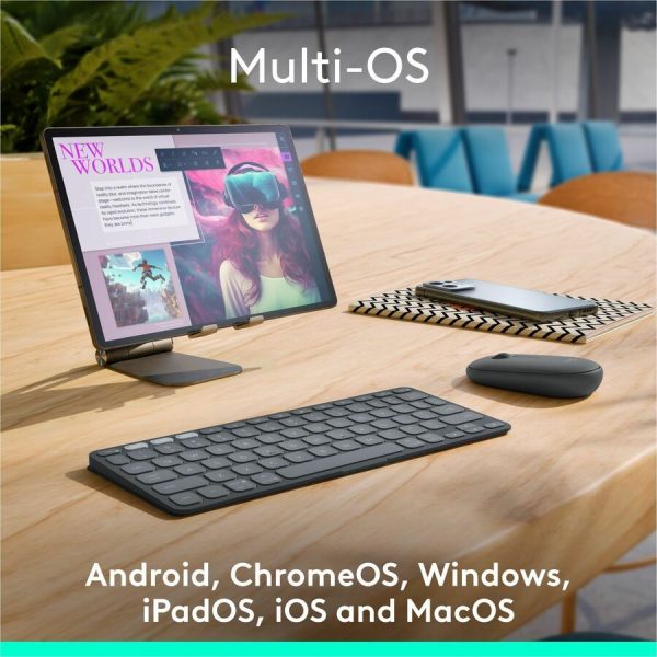Logitech Keys-To-Go 2 Portable Bluetooth Keyboard for Tablet With Built-in Cover, Slim and Compact Wireless Keyboard for Windows, Android, Linux, iPad, iPhone, Mac, Apple TV (Graphite) - Image 5