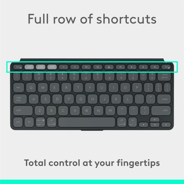 Logitech Keys-To-Go 2 Portable Bluetooth Keyboard for Tablet With Built-in Cover, Slim and Compact Wireless Keyboard for Windows, Android, Linux, iPad, iPhone, Mac, Apple TV (Graphite) - Image 9