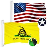 G128 Combo Pack: USA American Flag 3x5 Ft Embroidered Stars & Gadsden (Dont Tread On Me) Flag 3x5 Ft Embroidered