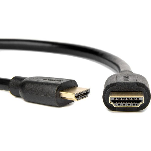 Rocstor Premium 1ft High Speed HDMI (M/M) Cable with Ethernet - Cable Length: 1ft - HDMI for Audio/Video Device - 1.28 GB/s - 1 ft - 1 x HDMI Male Digital Audio/Video - 1 x HDMI Male Digital Audio/Video - Gold Plated Connector - Black ETHERNET CABLE BLACK - Image 2