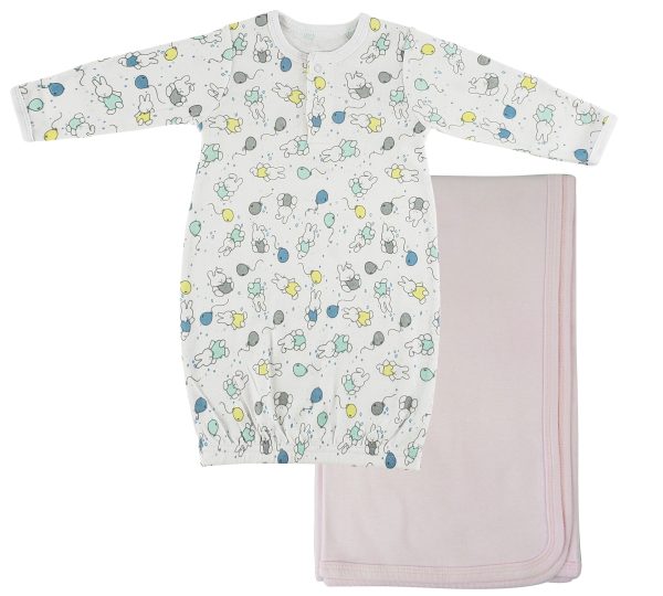 Print Infant Gown And Recieving Blanket Cs_0108